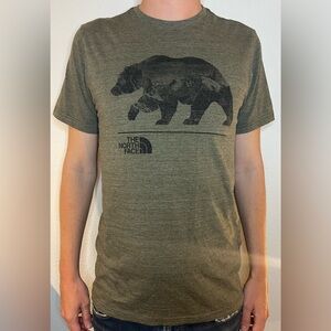 The North Face Men's Olive Green Short Sleeve Bear Graphic Tee